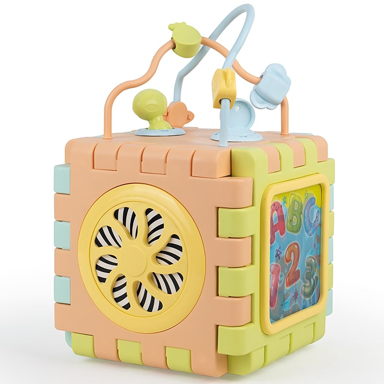 Dolu: 2-In-1 Educational Cube & Puzzle - Turn-Twist-Spin Activity Play Toy, Unfolds Flat, Block Shapes-Colors-Dimensions Learning, Toddlers Kids 12mo+